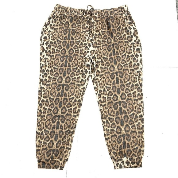 New SOCIALITE Leopard Print Joggers Women's 2X Lounge Sweatpants Made in USA - Picture 2 of 3